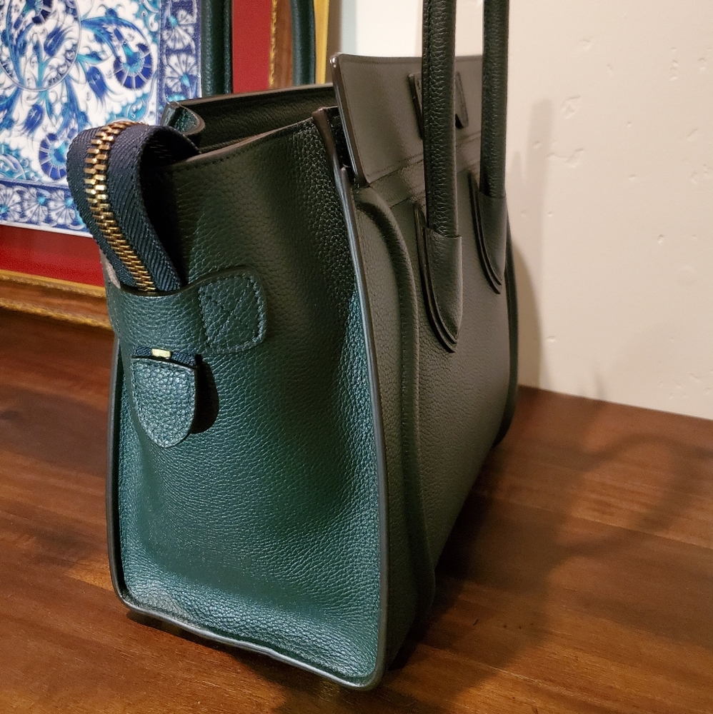 Celine Micro Luggage Handbag Dark Green Authentic - Picture 4 of 16